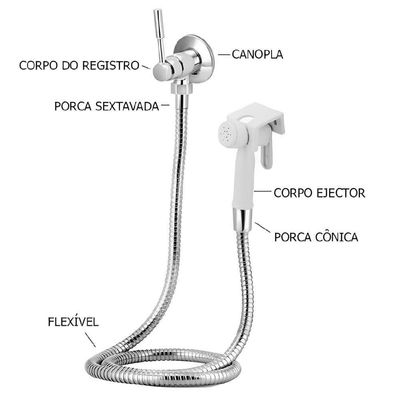 Ducha Higiênica com Gatilho Plástico 1984 1-4 Volta Stilo C31 Cromado Vab700cwb Esteves Ducha Hi