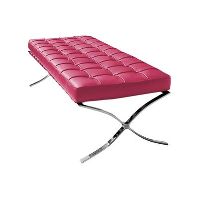 Banco Barcelona Couro Sintético Rosa Base Inox
