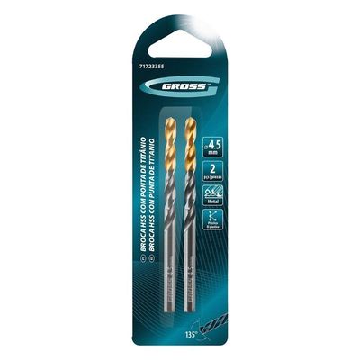 Broca Aço Rápido Nitreto Titânio 4,5mm 2pcs Gross