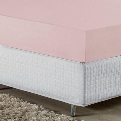Lençol Com Elástico King Nobre 1 Peça 30cm De Altura Malha 100% Algodão - Rosa