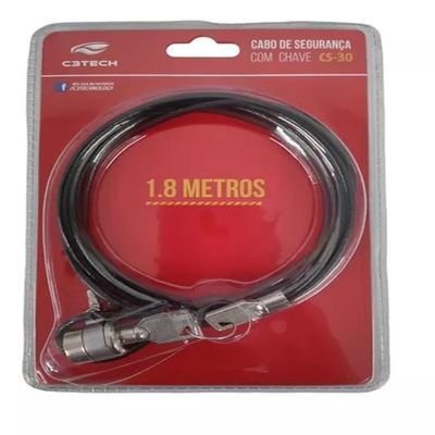 Trava Para Notebook C3tech Cs-30 Com Chave 1,8 Metros Preto