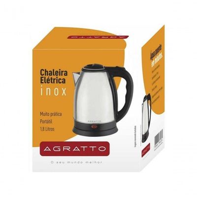 Chaleira Elétrica Agratto Ce01 Prata Em Aço Inox 127v