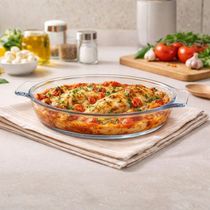 Travessa Oval Em Vidro Borossilicato Premium Com Alças 780ml Forno E Micro-ondas