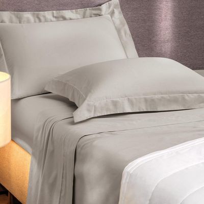Jogo De Cama Solteiro 3 Peças Altenburg Algodão Lux 200 Fios Cinza Inspiração