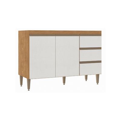 Balcão Para Pia 120cm Cozinha Modulada Paris Menu Móveis Freijó/branco