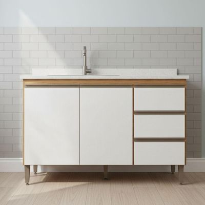 Balcão Para Pia 120cm Cozinha Modulada Paris Menu Móveis Freijó/branco