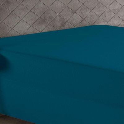 Lençol Com Elástico Casal Nobre 1 Peça Luva De Box 55cm De Altura Malha 100% Algodão - Petróleo