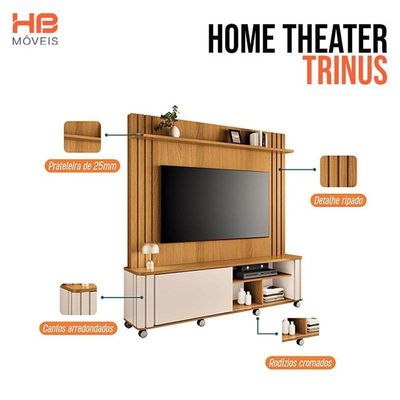 Estante Home Theater Trinus Cinamomo Off White - Hb Móveis
