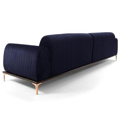 Sofá 265cm 4 Lugares Chaise Esquerdo Pés Gold B-287 Marinho