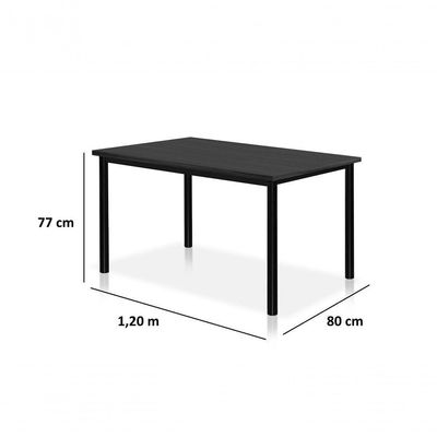 Conjunto Mesa Jasmim 1,20X0,80 Mdp C/4 Cadeiras Titanium Tampo Preto Tubo Preto