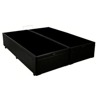 Cama Box Baú Queen Bipartido Sintético Mega Cama Preto 158x198x45cm