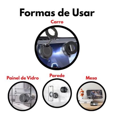 Suporte Magnético Para Celular 360° Com Ventosa De Sucção