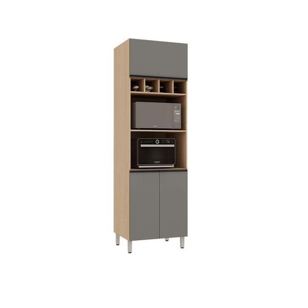 Paneleiro 70cm 3 Portas Com Nicho Microondas Essenza Luciane Andorra-cinza Puro
