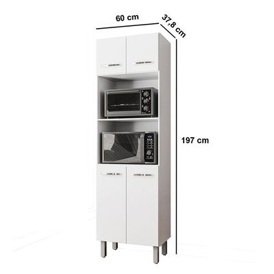 Paneleiro Alto Com Nicho Micro-ondas 4 Portas Lara Branco