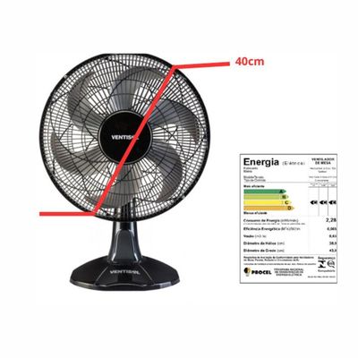 Ventilador Ventisol Oscilante De Mesa 80W 6 Pás 40cm Turbo Premium 220V
