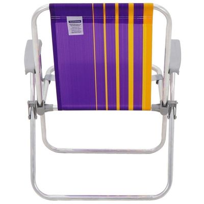Cadeira De Praia Tramontina Samoa Alta Em Alumínio Com Assento Roxo E Amarelo 92900003