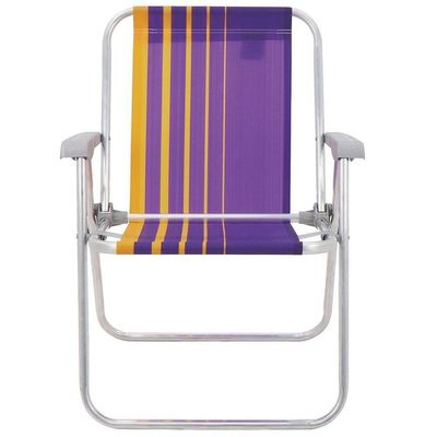 Cadeira De Praia Tramontina Samoa Alta Em Alumínio Com Assento Roxo E Amarelo 92900003