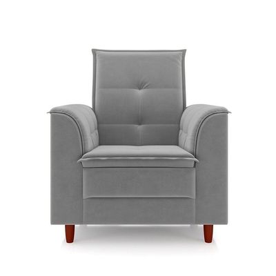 Poltrona Para Sala Confortável Decorativa Isa Veludo cinza