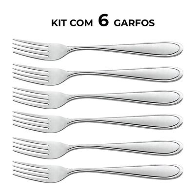 Jogo 6 Garfos E 6 Facas Aço Inox Prata Em Casa Tem Linha Bronze