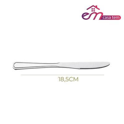 Jogo 6 Garfos E 6 Facas De Sobremesa Aço Inox Prata Linha Silver Em Casa Tem