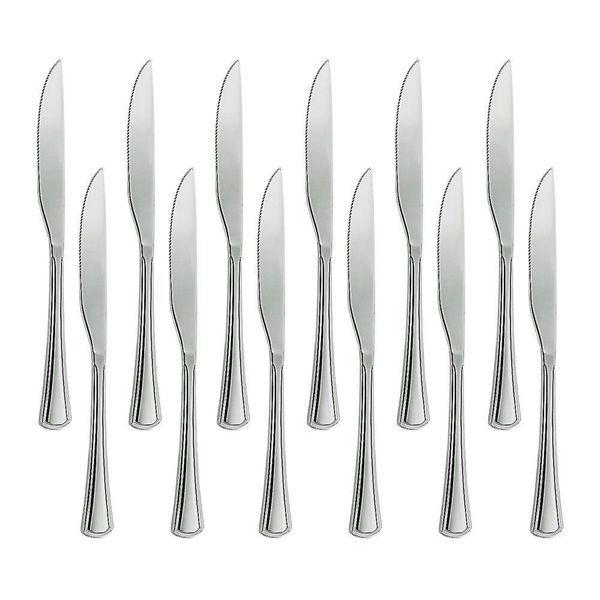 Jogo 12 Facas De Mesa Aço Inox Cor Prata Linha Silver Em Casa Tem
