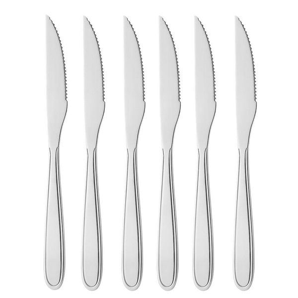 Jogo 6 Facas Aço Inox Prata Em Casa Tem Linha Bronze