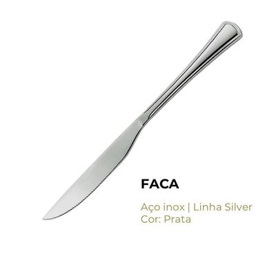 Jogo 12 Garfos 12 Colheres E 12 Facas Aço Inox Cor Prata Linha Silver Em Casa Tem 21cm