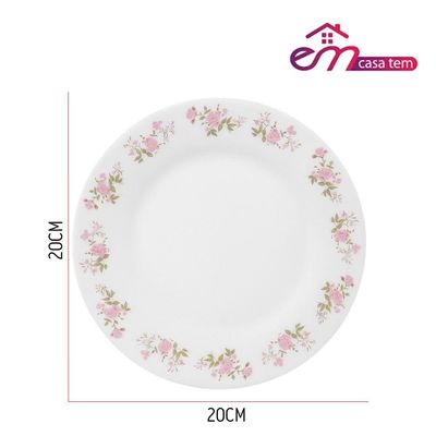 Aparelho De Jantar Jogo 18 Peças Prato Raso Sobremesa E Bowl Flowers Em Casa Tem