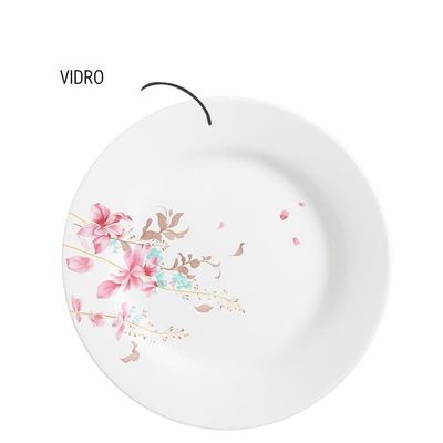 Aparelho De Jantar Jogo 18 Peças Prato Raso Sobremesa E Bowl Flowers Em Casa Tem