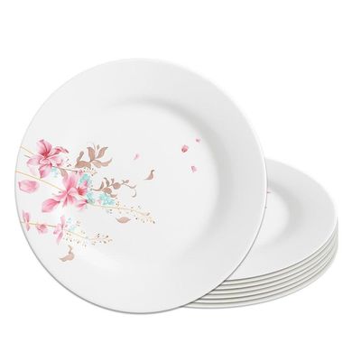 Aparelho De Jantar Jogo 18 Peças Prato Raso Sobremesa E Bowl Flowers Em Casa Tem