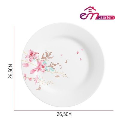 Aparelho De Jantar Jogo 18 Peças Prato Raso Sobremesa E Bowl Flowers Em Casa Tem