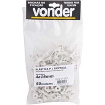 Bucha De Plástico Para Fixação De Drywall De 4,0 Mm A 16,0 Mm, Com 50 Peças, Vonder Ostenvonder