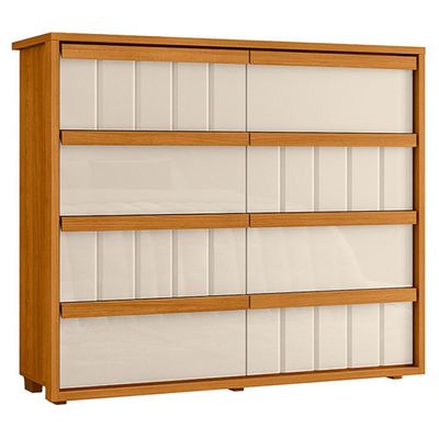 Comoda Tarsila 8 Gavetas Mdf 136 Cm Cinamomo Off White Madetec