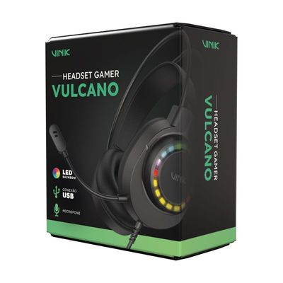 Fone de Ouvido Headset Gamer Vinik Vulcano USB - LED Rainbow - VKHSGVCN