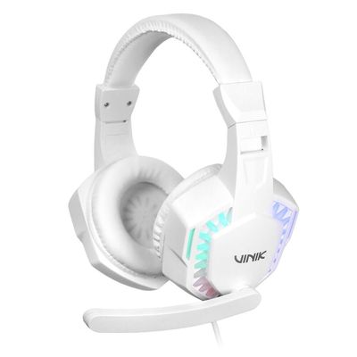 Fone de Ouvido Headset Gamer Vinik Guardian - Branco - LED Rainbow - VKHSGGDB