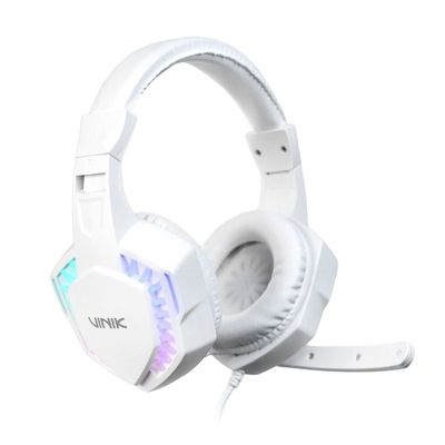 Fone de Ouvido Headset Gamer Vinik Guardian - Branco - LED Rainbow - VKHSGGDB