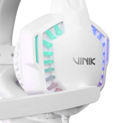 Fone de Ouvido Headset Gamer Vinik Guardian - Branco - LED Rainbow - VKHSGGDB