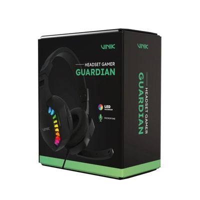 Fone de Ouvido Headset Gamer Vinik Guardian - Preto - LED Rainbow - VKHSGGDP