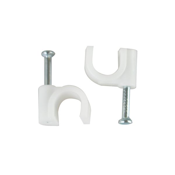 Fixa Fio EVUS RG6 8MM Branco com Prego ACO Pacote com 100 C-105
