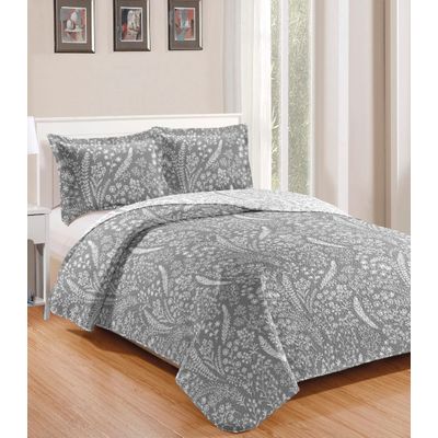 Colcha Solteiro Bouti Patchwork Microfibra Rozac Cinza UN / Cinza