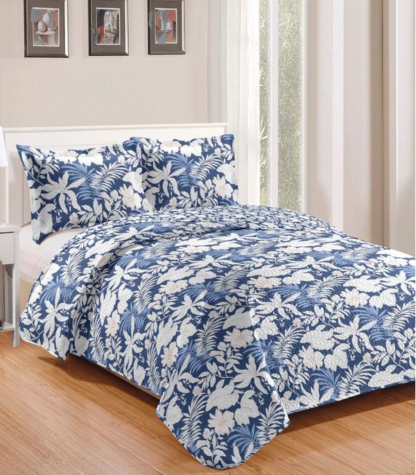 Colcha Solteiro Bouti Patchwork Microfibra Rozac Azul UN / Azul