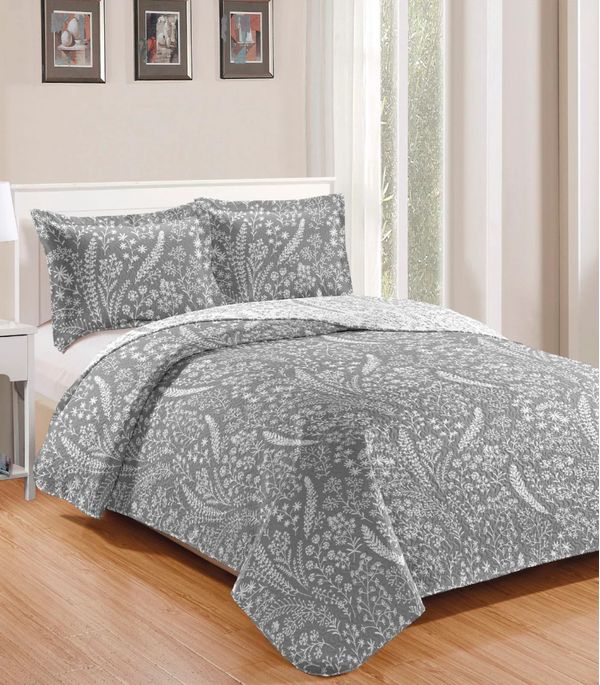 Colcha Solteiro Bouti Patchwork Microfibra Rozac Cinza UN / Cinza