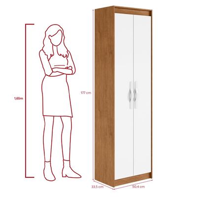 Armário Multiuso Sapateira 2 Portas Davi Amêndoa Clean/Branco