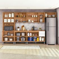Cozinha Nina 6 Módulos Amêndoa Clean/Branco