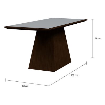 Conjunto de Mesa de Jantar Clara II com Vidro e 6 Cadeiras Grécia Suede Castor e Preto