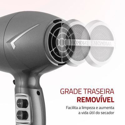 Secador de Cabelos Mondial Space Shine SC-20 2000W – Cinza Grafite / 220