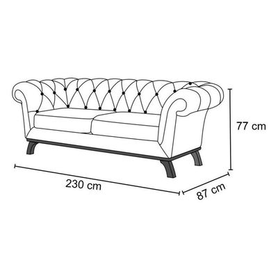 Sofá 230cm 3 Lugares Base Madeira Império B-317 Veludo Cinza