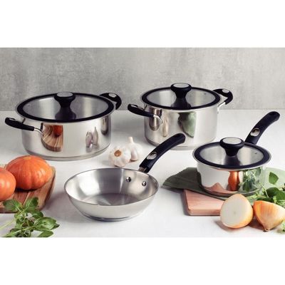 Jogo de Panelas Tramontina Solar Silicone em Aço Inox 4 Peças