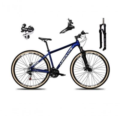 Bicicleta Aro 29 Absolute Nero 5 Câmbio Shimano 24v Acera K7 Freio A Disco Garfo Com Trava Azul 17