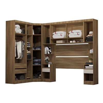 Guarda Roupa Casal Modulado De Canto 8 Portas E 4 Gavetas Avelã Pf-arenas Pf